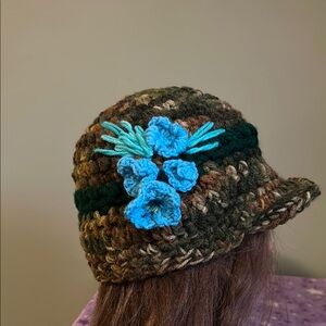 Crochet camouflage newsboy medium acrylic yarn new